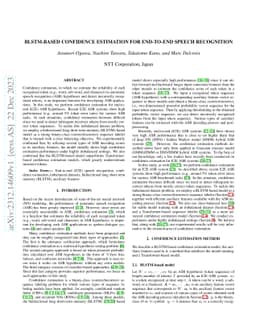 BLSTM-Based Confidence Estimation for End-to-End Speech Recognition