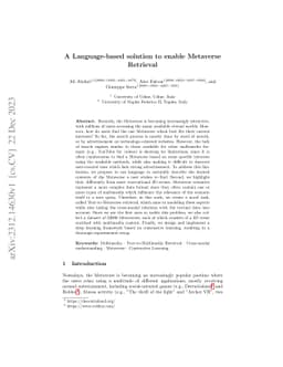 A Language-based solution to enable Metaverse Retrieval