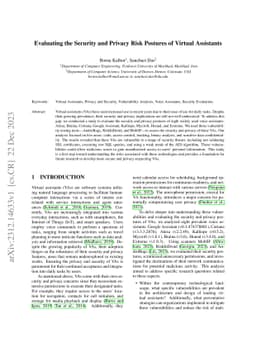 Evaluating the Security and Privacy Risk Postures of Virtual Assistants