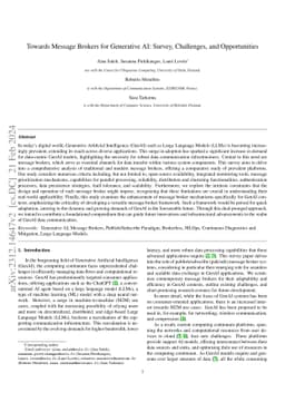 Towards Message Brokers for Generative AI: Survey, Challenges, and
  Opportunities