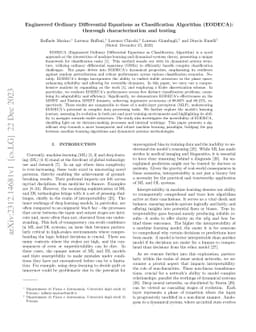 Engineered Ordinary Differential Equations as Classification Algorithm
  (EODECA): thorough characterization and testing