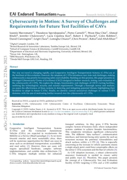 Cybersecurity in Motion: A Survey of Challenges and Requirements for
  Future Test Facilities of CAVs