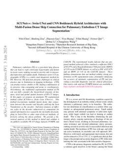 SCUNet++: Swin-UNet and CNN Bottleneck Hybrid Architecture with
  Multi-Fusion Dense Skip Connection for Pulmonary Embolism CT Image
  Segmentation