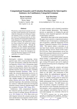 Computational Semantics and Evaluation Benchmark for Interrogative
  Sentences via Combinatory Categorial Grammar