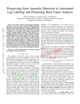 Progressing from Anomaly Detection to Automated Log Labeling and
  Pioneering Root Cause Analysis