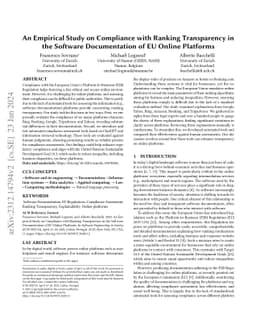 An Empirical Study on Compliance with Ranking Transparency in the
  Software Documentation of EU Online Platforms