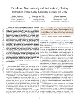 Turbulence: Systematically and Automatically Testing Instruction-Tuned Large Language Models for Code