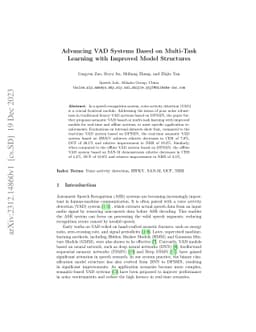 Advancing VAD Systems Based on Multi-Task Learning with Improved Model
  Structures