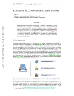 Numerical Reasoning for Financial Reports