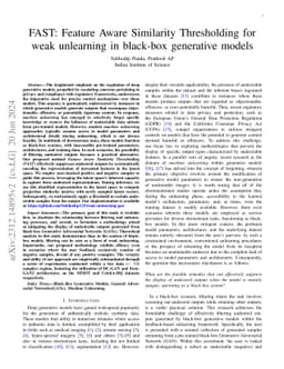 FAST: Feature Aware Similarity Thresholding for Weak Unlearning in
  Black-Box Generative Models