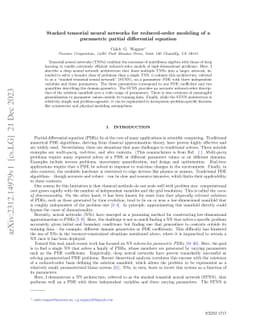 Stacked tensorial neural networks for reduced-order modeling of a
  parametric partial differential equation