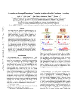 Learning to Prompt Knowledge Transfer for Open-World Continual Learning
