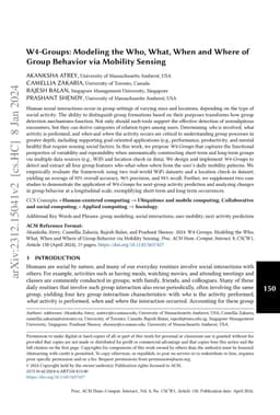 W4-Groups: Modeling the Who, What, When and Where of Group Behavior via
  Mobility Sensing
