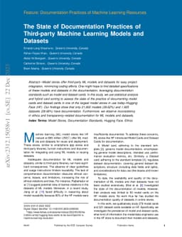 The State of Documentation Practices of Third-party Machine Learning
  Models and Datasets
