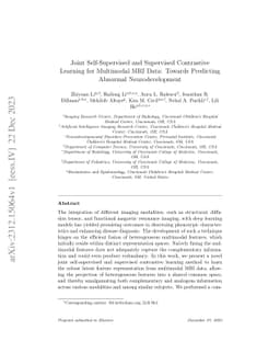 Joint Self-Supervised and Supervised Contrastive Learning for Multimodal
  MRI Data: Towards Predicting Abnormal Neurodevelopment