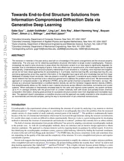Towards End-to-End Structure Solutions from Information-Compromised
  Diffraction Data via Generative Deep Learning
