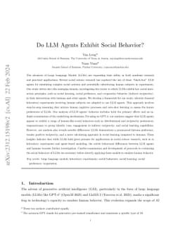 Do LLM Agents Exhibit Social Behavior?