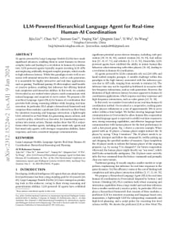 LLM-Powered Hierarchical Language Agent for Real-time Human-AI
  Coordination