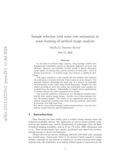 Sample selection with noise rate estimation in noise learning of medical
  image analysis