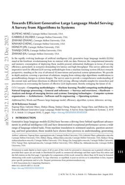 Towards Efficient Generative Large Language Model Serving: A Survey from
  Algorithms to Systems