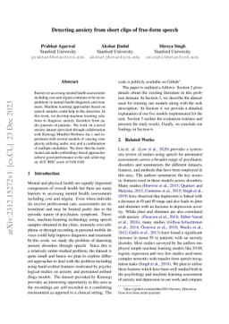 Detecting anxiety from short clips of free-form speech