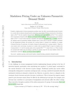Markdown Pricing Under an Unknown Parametric Demand Model
