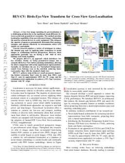 BEV-CV: Birds-Eye-View Transform for Cross-View Geo-Localisation