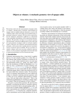 Objects as volumes: A stochastic geometry view of opaque solids