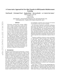 A Conservative Approach for Few-Shot Transfer in Off-Dynamics
  Reinforcement Learning