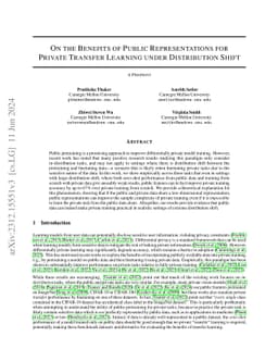 On the Benefits of Public Representations for Private Transfer Learning
  under Distribution Shift