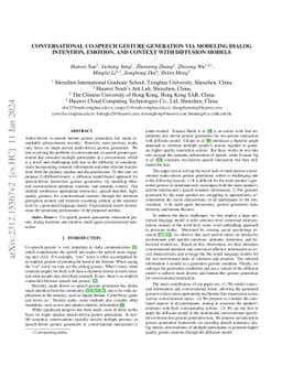 Conversational Co-Speech Gesture Generation via Modeling Dialog
  Intention, Emotion, and Context with Diffusion Models