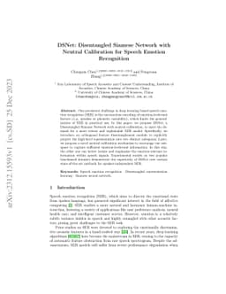 DSNet: Disentangled Siamese Network with Neutral Calibration for Speech
  Emotion Recognition