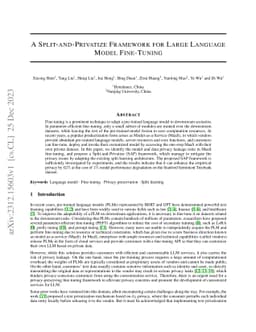 A Split-and-Privatize Framework for Large Language Model Fine-Tuning