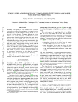 Uncertainty as a Predictor: Leveraging Self-Supervised Learning for
  Zero-Shot MOS Prediction