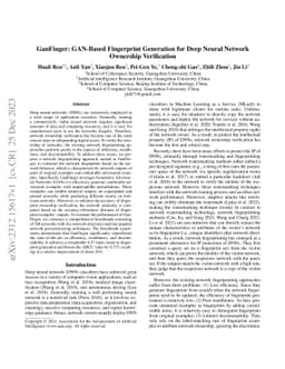 GanFinger: GAN-Based Fingerprint Generation for Deep Neural Network
  Ownership Verification