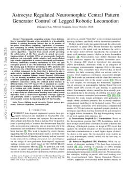 Astrocyte Regulated Neuromorphic Central Pattern Generator Control of
  Legged Robotic Locomotion