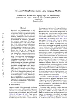 Towards Probing Contact Center Large Language Models