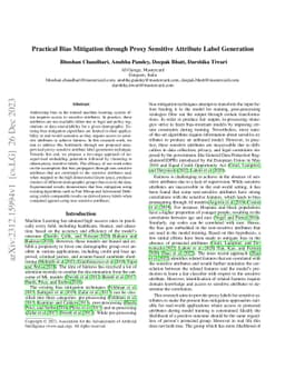 Practical Bias Mitigation through Proxy Sensitive Attribute Label
  Generation