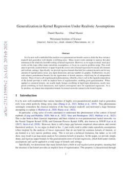 Generalization in Kernel Regression Under Realistic Assumptions
