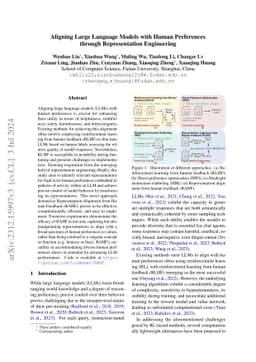 Aligning Large Language Models with Human Preferences through
  Representation Engineering