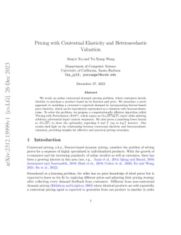 Pricing with Contextual Elasticity and Heteroscedastic Valuation