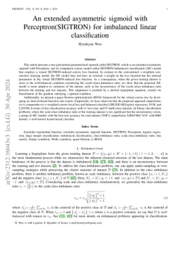 An extended asymmetric sigmoid with Perceptron (SIGTRON) for imbalanced
  linear classification
