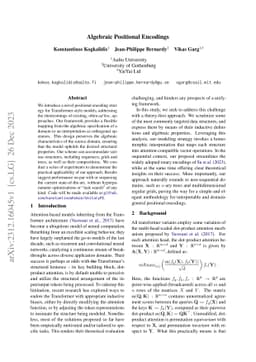 Algebraic Positional Encodings