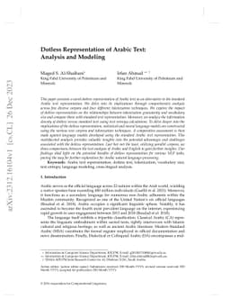 Dotless Representation of Arabic Text: Analysis and Modeling