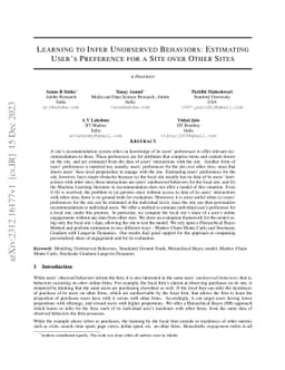 Learning to Infer Unobserved Behaviors: Estimating User's Preference for
  a Site over Other Sites