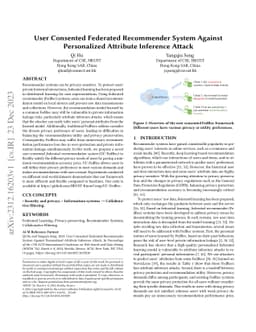 User Consented Federated Recommender System Against Personalized
  Attribute Inference Attack