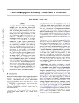 Observable Propagation: Uncovering Feature Vectors in Transformers