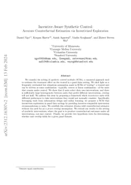Incentive-Aware Synthetic Control: Accurate Counterfactual Estimation
  via Incentivized Exploration