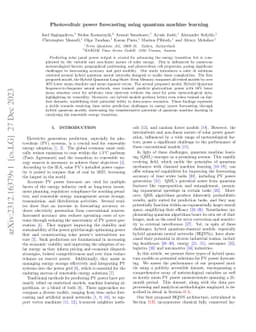 Photovoltaic power forecasting using quantum machine learning