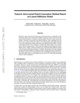 Natural Adversarial Patch Generation Method Based on Latent Diffusion
  Model